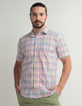 Camisa Casual Scappino De Algodón Manga Corta Para Hombre