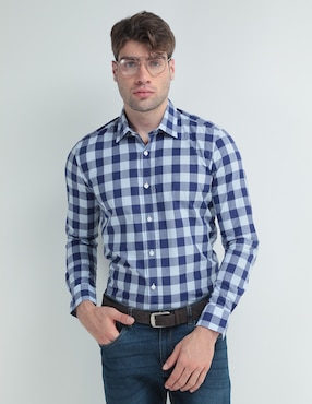 Camisa Casual Scappino De Algodón Manga Larga Para Hombre