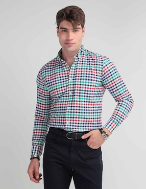 Camisa Casual Scappino De Algodón Manga Larga Para Hombre