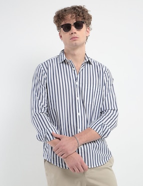 Camisa Casual Scappino De Algodón Manga Larga Para Hombre