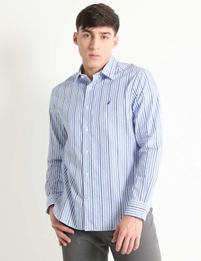 Camisa Casual Nautica De Algodón Manga Larga Para Hombre