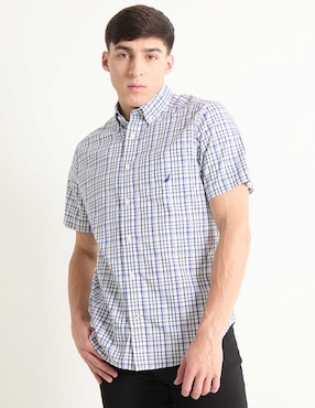 Camisa Casual Nautica De Algodón Manga Corta Para Hombre