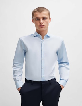 Camisa business casual HUGO de algodón manga larga para hombre