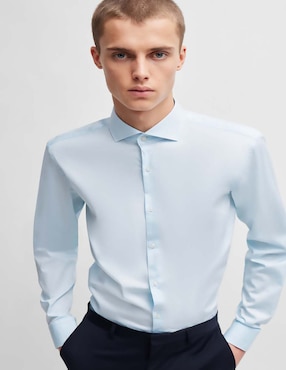 Camisa business casual HUGO de algodón manga larga para hombre