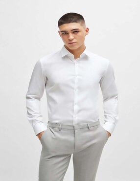 Camisa business casual HUGO de algodón manga larga para hombre