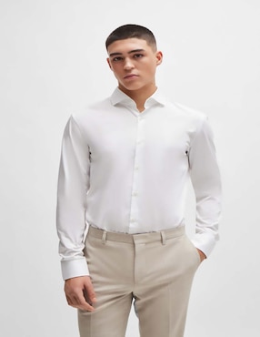 Camisa business casual HUGO de algodón manga larga para hombre