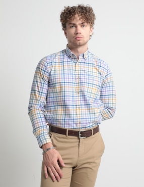 Camisa Casual Scappino De Algodón Manga Larga Para Hombre