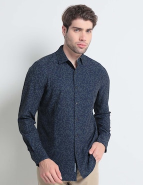 Camisa Casual Perry Ellis Manga Larga Para Hombre