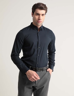 Camisa casual Perry Ellis manga larga para hombre