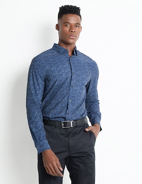 Camisa Casual Perry Ellis Manga Larga Para Hombre