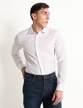 Camisa Casual Perry Ellis De Algodón Manga Larga Para Hombre