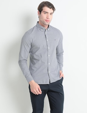 Camisa Casual Tommy Hilfiger De Algodón Manga Larga Para Hombre