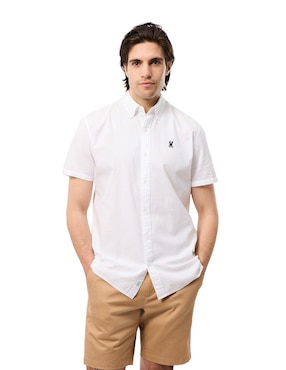 Camisa Casual Psycho Bunny De Algodón Manga Corta Para Hombre