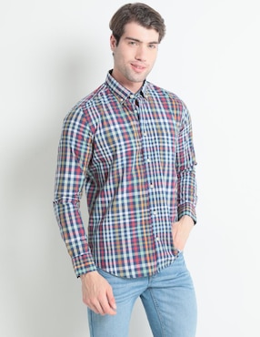 Camisa Casual Scappino De Algodón Manga Larga Para Hombre