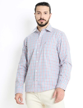 Camisa Casual Nautica De Algodón Manga Larga Para Hombre