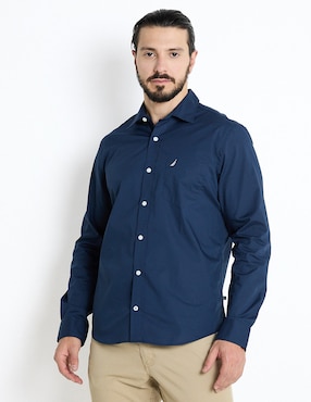 Camisa Business Casual Nautica De Algodón Manga Larga Para Hombre