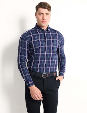 Camisa Casual Scappino De Algodón Manga Larga Para Hombre