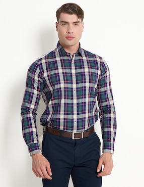 Camisa Casual Scappino De Algodón Manga Larga Para Hombre