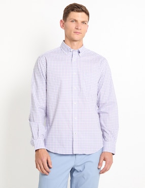 Camisa casual Nautica de algodón manga larga para hombre