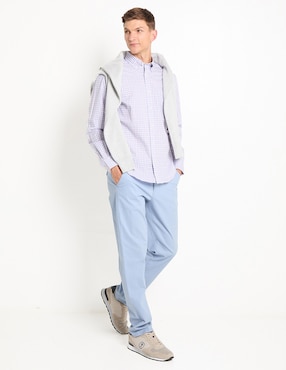 Camisa casual Nautica de algodón manga larga para hombre
