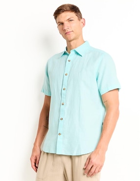 Camisa casual Nautica de lino manga corta para hombre