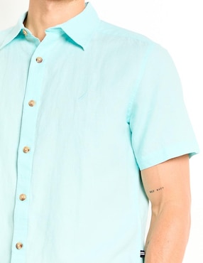 Camisa casual Nautica de lino manga corta para hombre