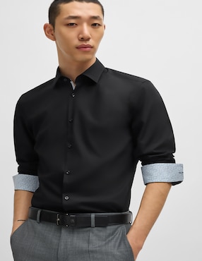 Camisa casual HUGO de algodón manga larga para hombre