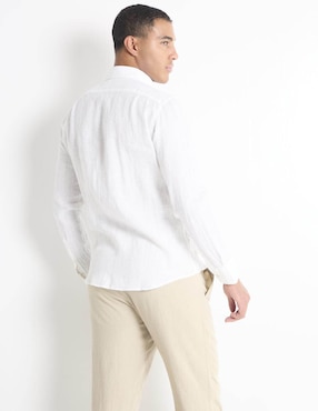 Camisa casual Scappino de lino manga larga para hombre