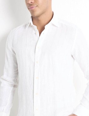 Camisa casual Scappino de lino manga larga para hombre
