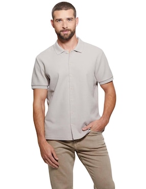 Camisa Casual GUESS De Poliéster Y Algodón Manga Corta Para Hombre