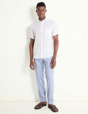 Camisa casual Scappino de lino manga corta para hombre