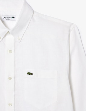Camisa casual Lacoste de lino manga larga para hombre