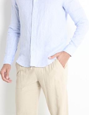 Camisa casual Scappino de lino manga larga para hombre