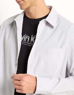 Camisa casual Calvin Klein de algodón manga larga para hombre