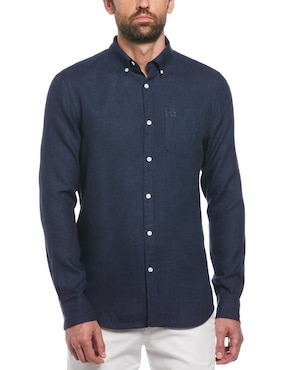 Camisa casual Original Penguin de lino manga larga para hombre