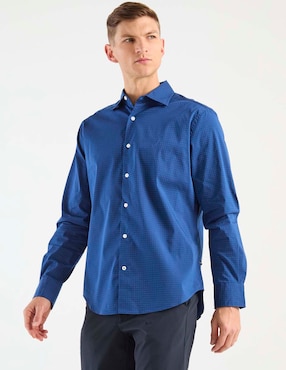 Camisa casual Nautica de algodón manga larga para hombre