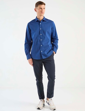 Camisa casual Nautica de algodón manga larga para hombre