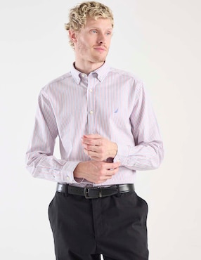Camisa casual Nautica de algodón manga larga para hombre
