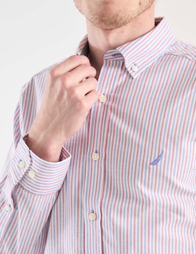 Camisa casual Nautica de algodón manga larga para hombre
