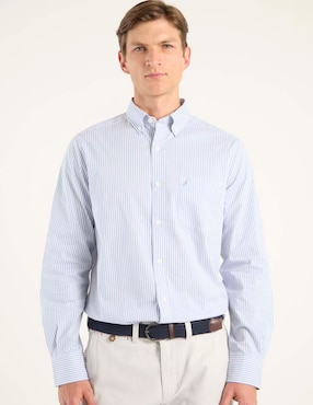 Camisa casual Nautica de algodón manga larga para hombre