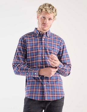 Camisa casual Nautica de algodón manga larga para hombre