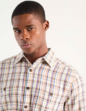 Camisa casual Nautica de algodón manga larga para hombre