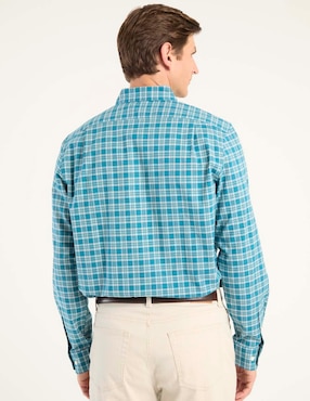 Camisa casual Nautica de algodón manga larga para hombre
