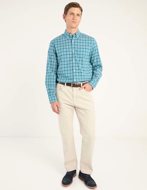 Camisa casual Nautica de algodón manga larga para hombre