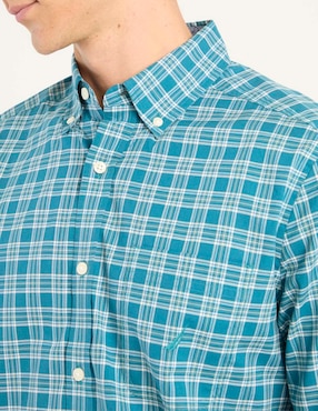 Camisa casual Nautica de algodón manga larga para hombre