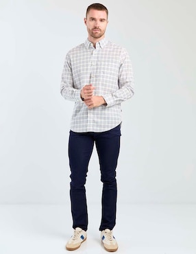 Camisa casual Nautica de algodón manga larga para hombre