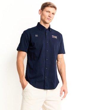 Camisa casual Scappino de algodón manga corta para hombre