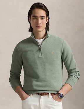Suéter Polo Rl cuello con cierre para hombre