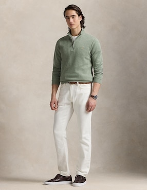 Suéter Polo Rl cuello con cierre para hombre