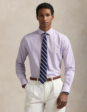 Camisa de vestir Polo Rl de algodón manga larga para hombre